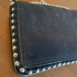 Zara Black Suede Purse with Silver Hardware